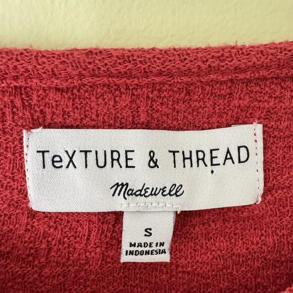Madewell Texture & Thread Women’s Size S Red Long Sleeve Tie Front Top Casual - Picture 3 of 10
